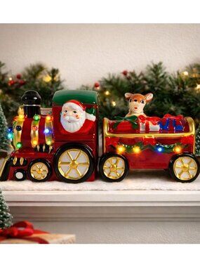 Mr Christmas Follow The Magic Train Set Figurine LED Lights Nostalgic Holiday De
